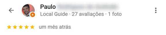 Avaliação de 5 estrelas no Google deixada por Paulo para a Específico Quiropraxia em Florianópolis, sem comentário escrito