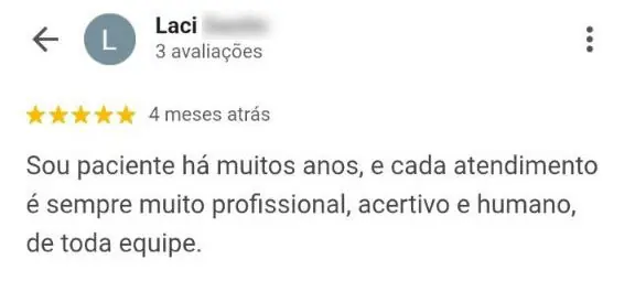 Avaliação de paciente destacando atendimento profissional, humano e consistente da equipe de quiropraxia em Florianópolis