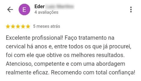 Avaliação de paciente relatando bons resultados em tratamento de dor cervical com quiropraxia em Florianópolis