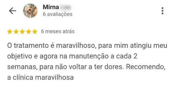 Avaliação de paciente relatando sucesso no tratamento e fase de manutenção contínua com acompanhamento do Dr. Jake Hollowell em clínica de quiropraxia em Florianópolis